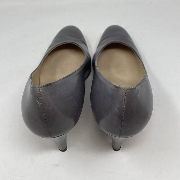 Salvatore Ferragamo Shoes Womens 10 AAA Narrow Gray Leather Pumps Made in Italy - Picture 8 of 16